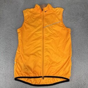 Nike Vest Mens Large Orange Black Swoosh Logo Clima Fit Outdoor Full Zip Vintage